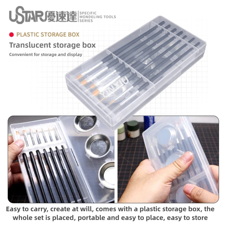 USTAR Painting Brush & Palette - Detailing Brush Set ulasan dan harga