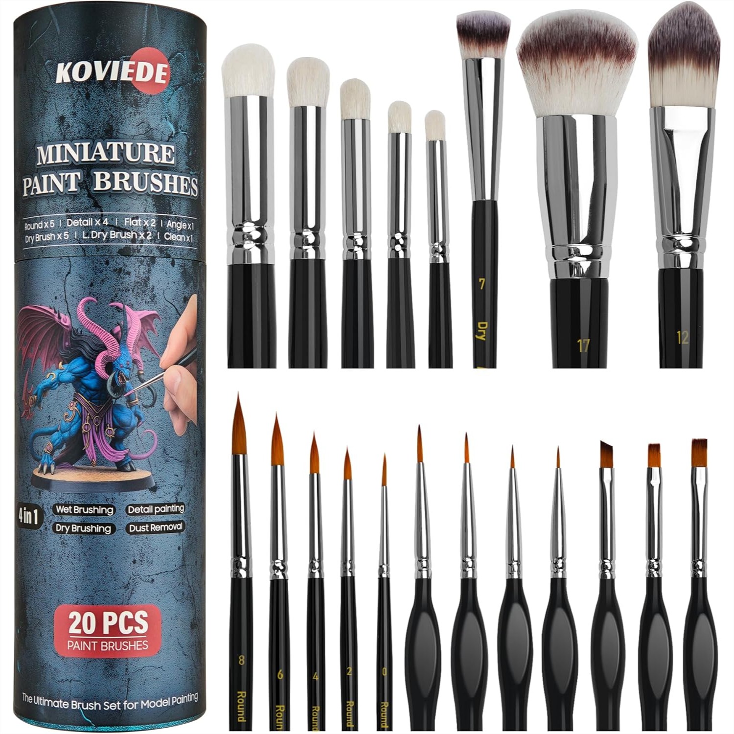 20Pcs Miniature Paint Brushes  - Detailing Brush Set ulasan dan harga