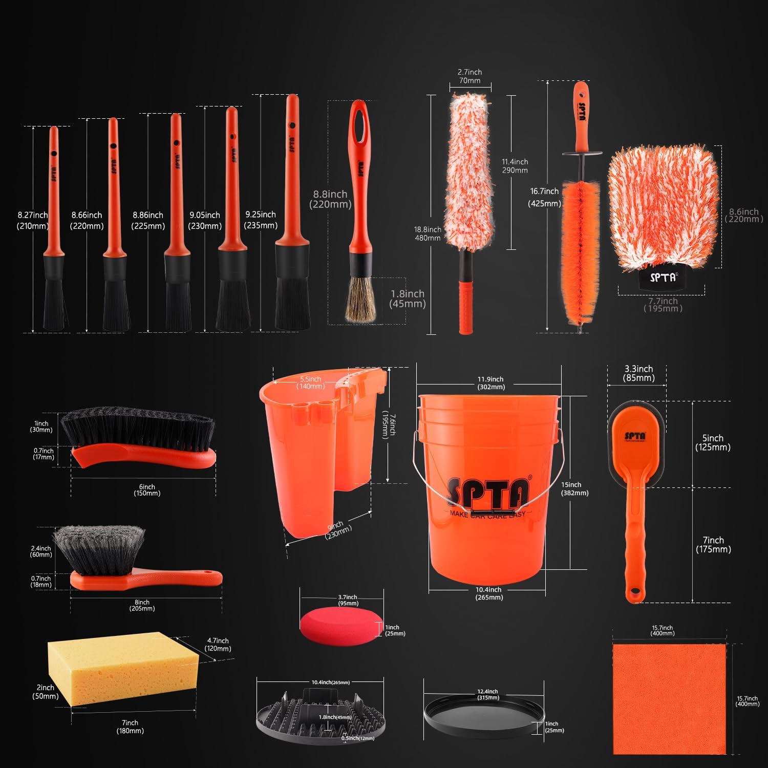 SPTA 33Pcs Car Wash 20L Bucket - Interior Detailing Kit ulasan dan harga